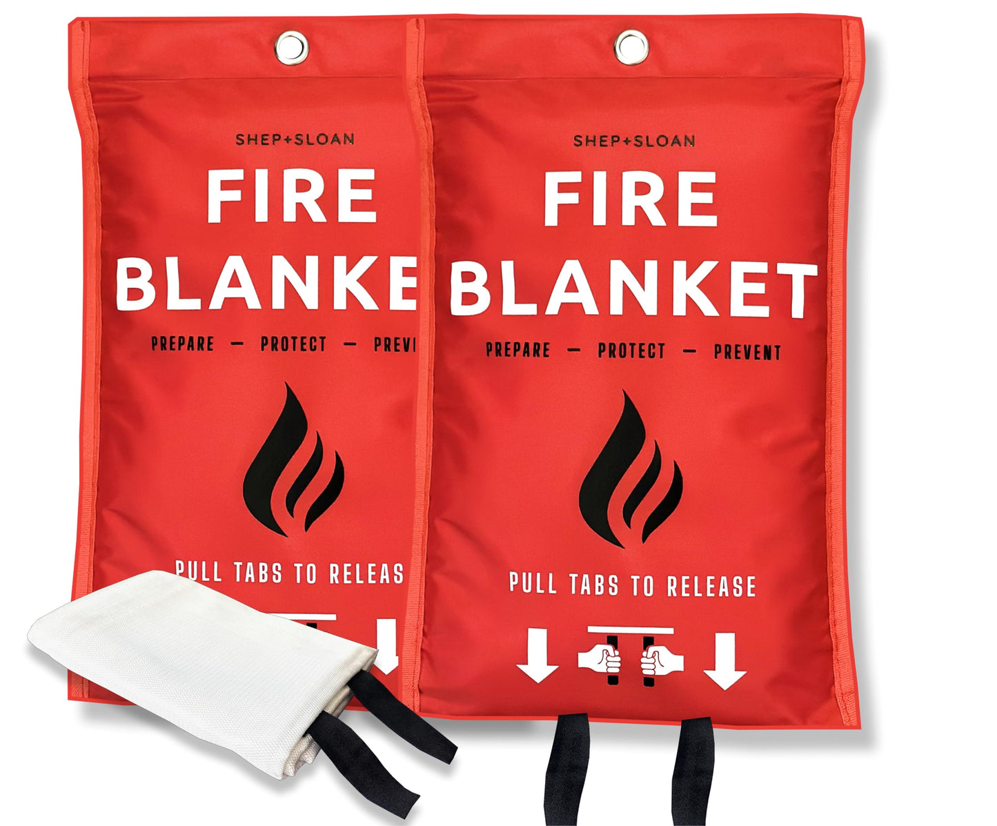 Shep + Sloan Emergency Fire Blanket for Home and Kitchen 2 pk| Easy Fire Blankets to Smother a Kitchen fire Fire Extinguisher Blanket Preferred Hero fire Blanket Emergency fire Blankets for Home