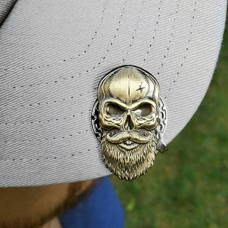 Kolorspun Golf Ball Marker with Magnetic Hat Clip (Beard Skull)