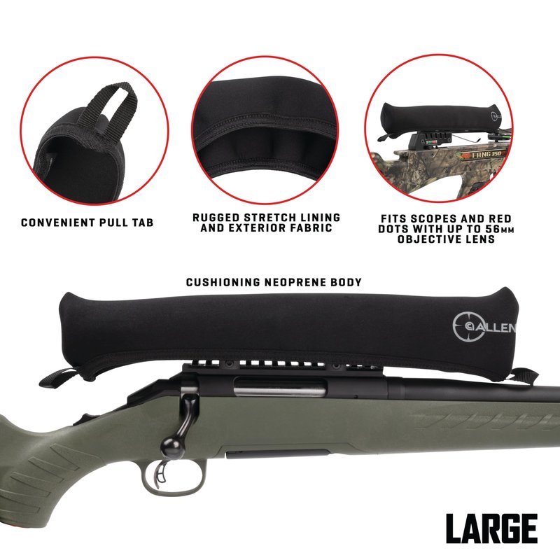 Allen Company Peak Neoprene Scope Cover, Large – Fits Scopes up to 15″ with 56mm Lenses – Cushioned Neoprene Protection with Pull Tab