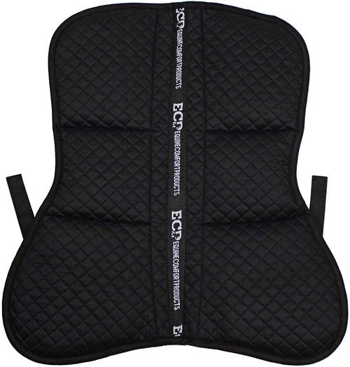 ECP Equine Comfort Products All Purpose Diamond Quilted Poly Cotton English Half Saddle Pad with Therapeutic Contoured Correction Support Pockets, 18 Memory Foam Shims Included, Black