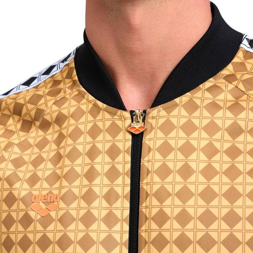 ARENA 50th Anniversary Unisex Men's and Women's Team Relax IV Jacket Full Zip, Gold Multi/Black/White, Large