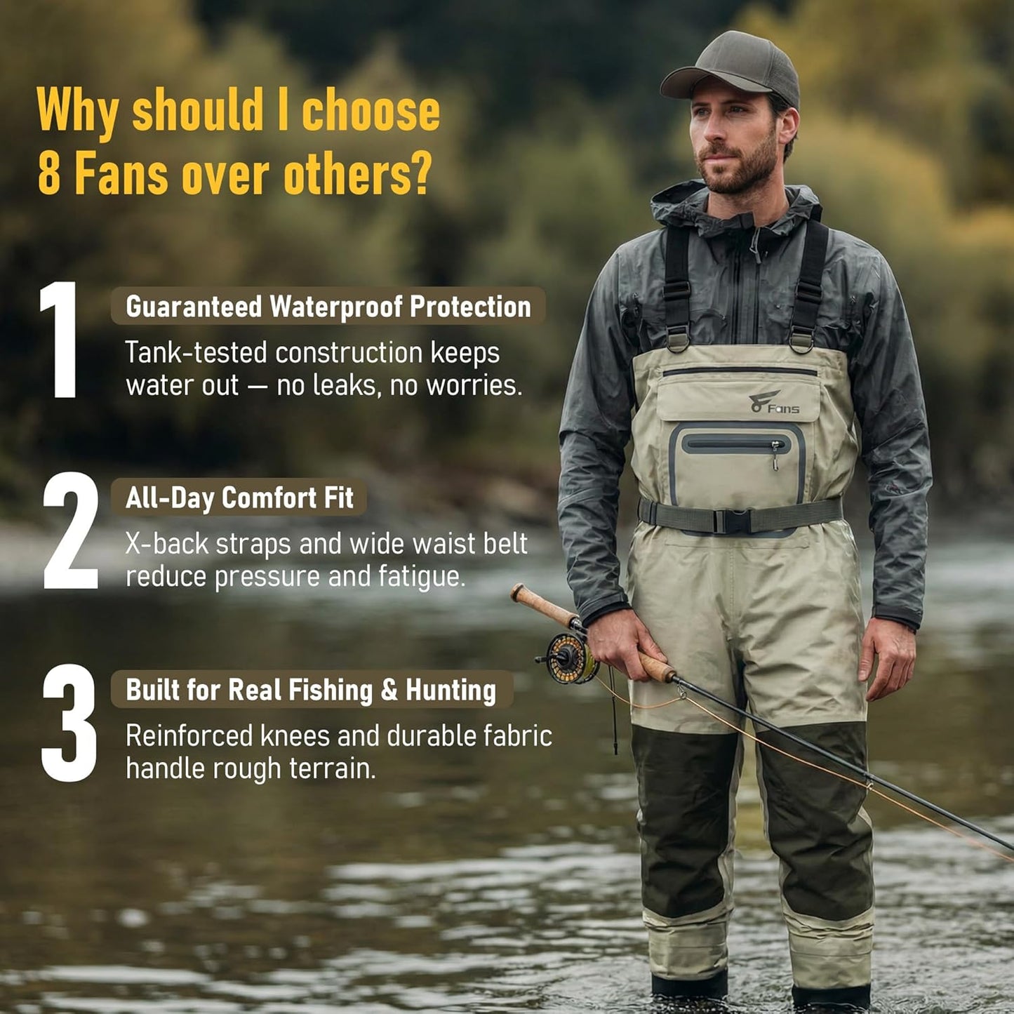 Fishing Chest Waders for Men & Women - Waterproof Breathable 3-Layer Neoprene | Lightweight Hunting Gear