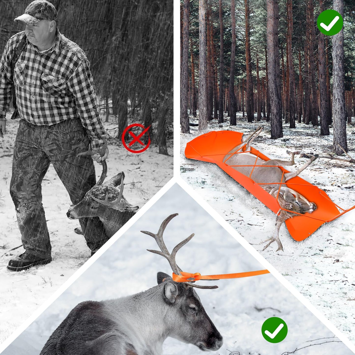 Deer Drag Sled Game Glide - Deer Cart Game Hauler Thickened Tear-Resistant Deer Hunting Accessories and Gear for Hauling Hunter's Trophy - Perfect Hunting Gift for Men