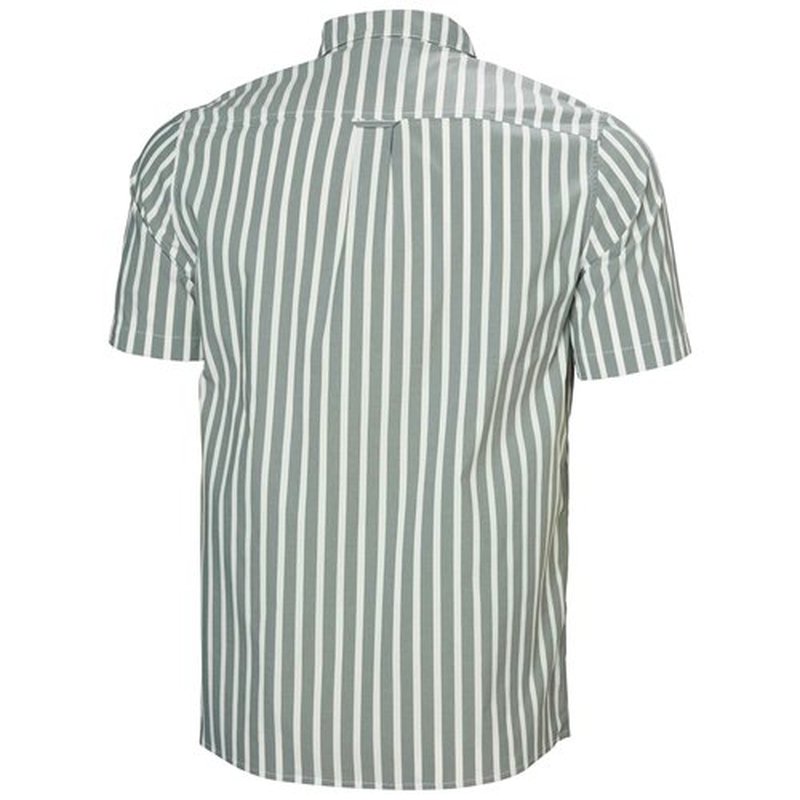 Helly-Hansen Men's Short Sleeve Button Up Shirt, 390 Jungle Green Stripe