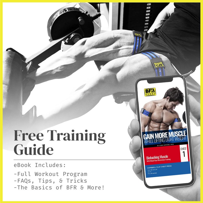 BFR Bands PRO 4-Pack Bundle Blood Flow Restriction Bands for Arms and Legs - Occlusion Training Bands Help You Gain Muscle Without Heavy Weight Lifting, Strong Elastic Strap + Quick-Release