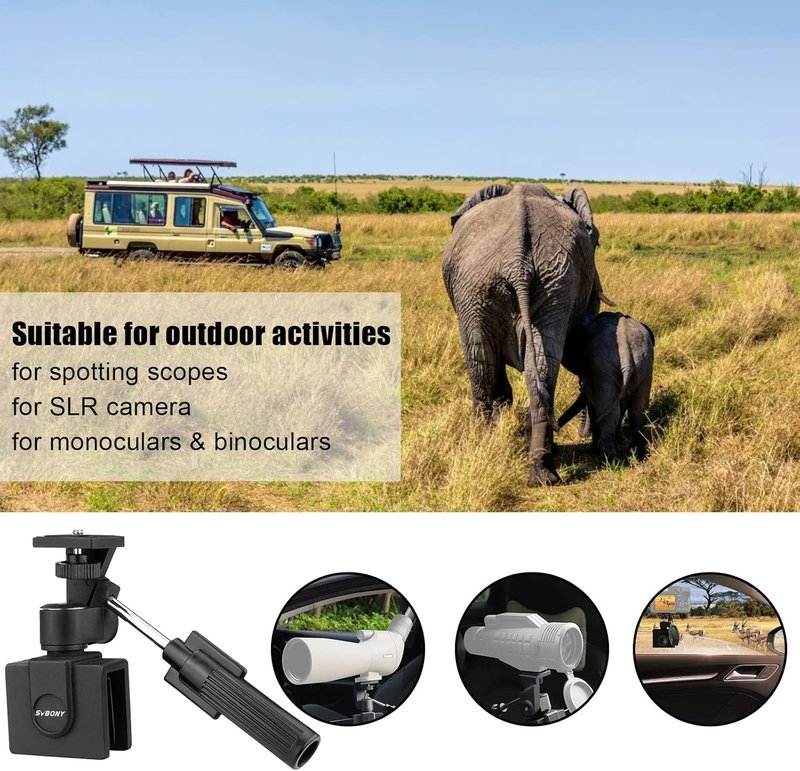 SVBONY Car Window Mount - Adjustable Clamp for Spotting Scope, Monocular, Binocular, SLR Camera | Compact Design