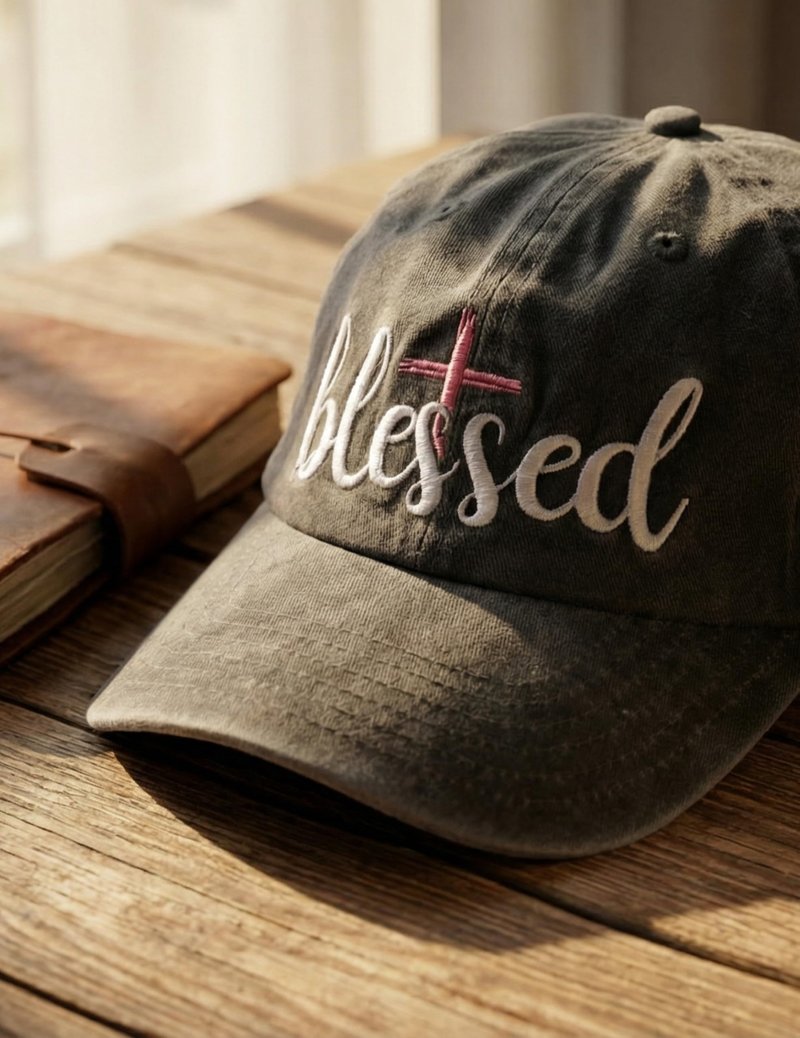 InnoBeta Christian Hats for Women, Blessed Hat for Women, Adjustable Vintage Christian Baseball Cap Washed Cotton Embroidered Hat