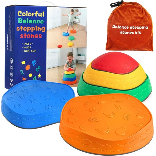 Astrell Stepping Stones for Kids - 5pcs Durable Non-Slip Toddler Stepping Stones for Promoting Toddler's Motor Balance Skills, Indoor & Outdoor Obstacle Course Game Toys for Toddler & Kids Age 3+
