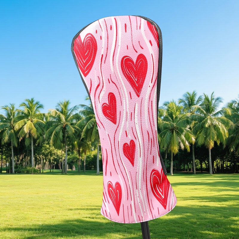 Golf Club Covers PU Leather Waterproof Golf Club Head Covers for Fairway Woods and Driver Wave Heart Driver Cover Suitable for Most Brands