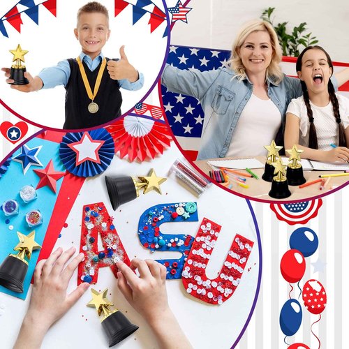 100PCS Mini Star Trophy Awards 4.5 Inch Gold Award Trophies Participation Trophy Plastic Trophy for Adults Kids Classroom School Party Favors Rewards Winning Prizes Competitions Goodie Bags Event