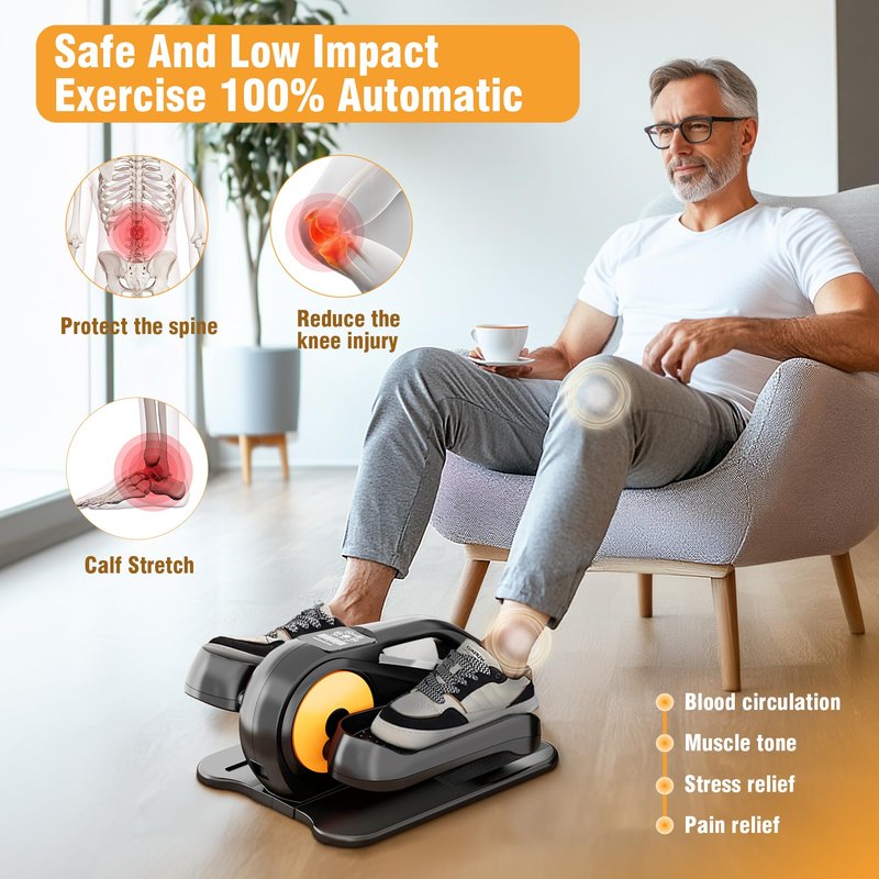 Under Desk Elliptical Machine, Ellipse Leg Exerciser While Sitting for Seniors Adults, Quiet & Portable Fully Assembled Foot Pedal Exerciser at Home with Remote Control, Exclusive Office Silent Mode
