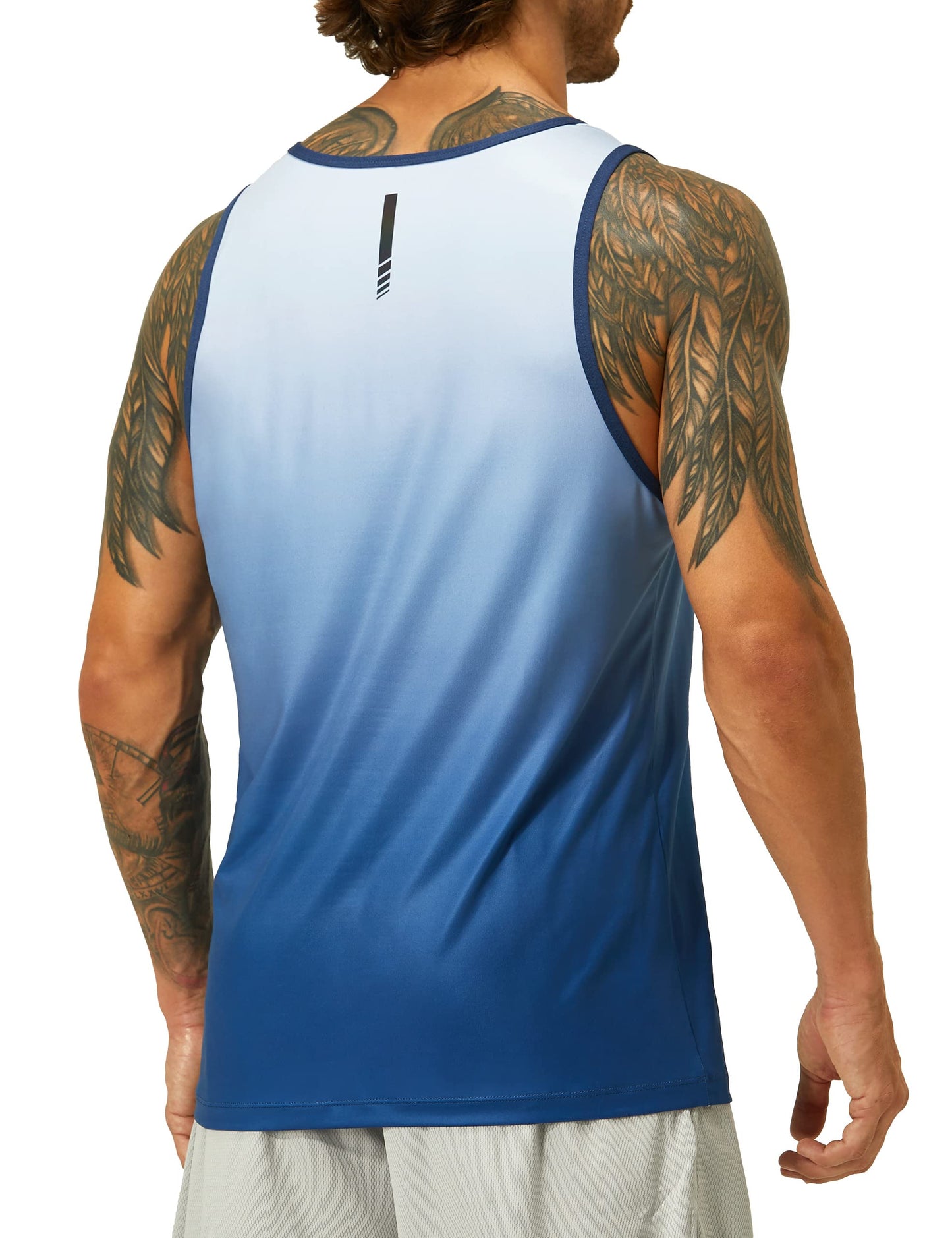 EZRUN Men's Tank Tops Quick Dry Workout Sleeveless Shirts for Bodybuilding Gym Jogging Running Fitness Training(Sapphire Gradient, M)