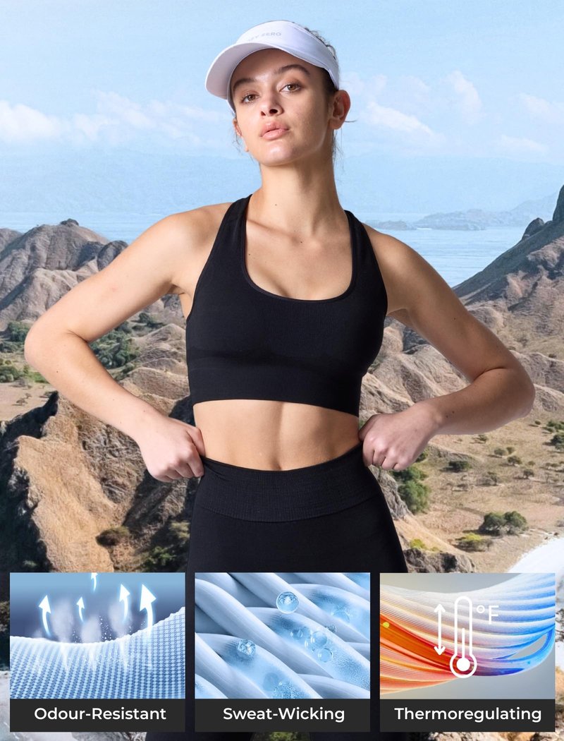 COZYZERO Women’s Merino Wool Racerback Sports Bra - Seamless, Medium Support, Breathable, Moisture-Wicking for Yoga & Running - Black - Large