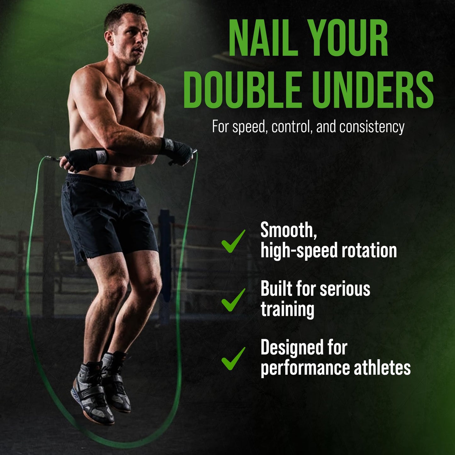 Bear KompleX - Speed Jump Rope - Adjustable Cross Training Boxing Fitness, Tangle-Free Skipping Rope Steel Cable 360° Swivel Bearings, Lightweight Aluminum Handles - Professional Size, Black Ice Color