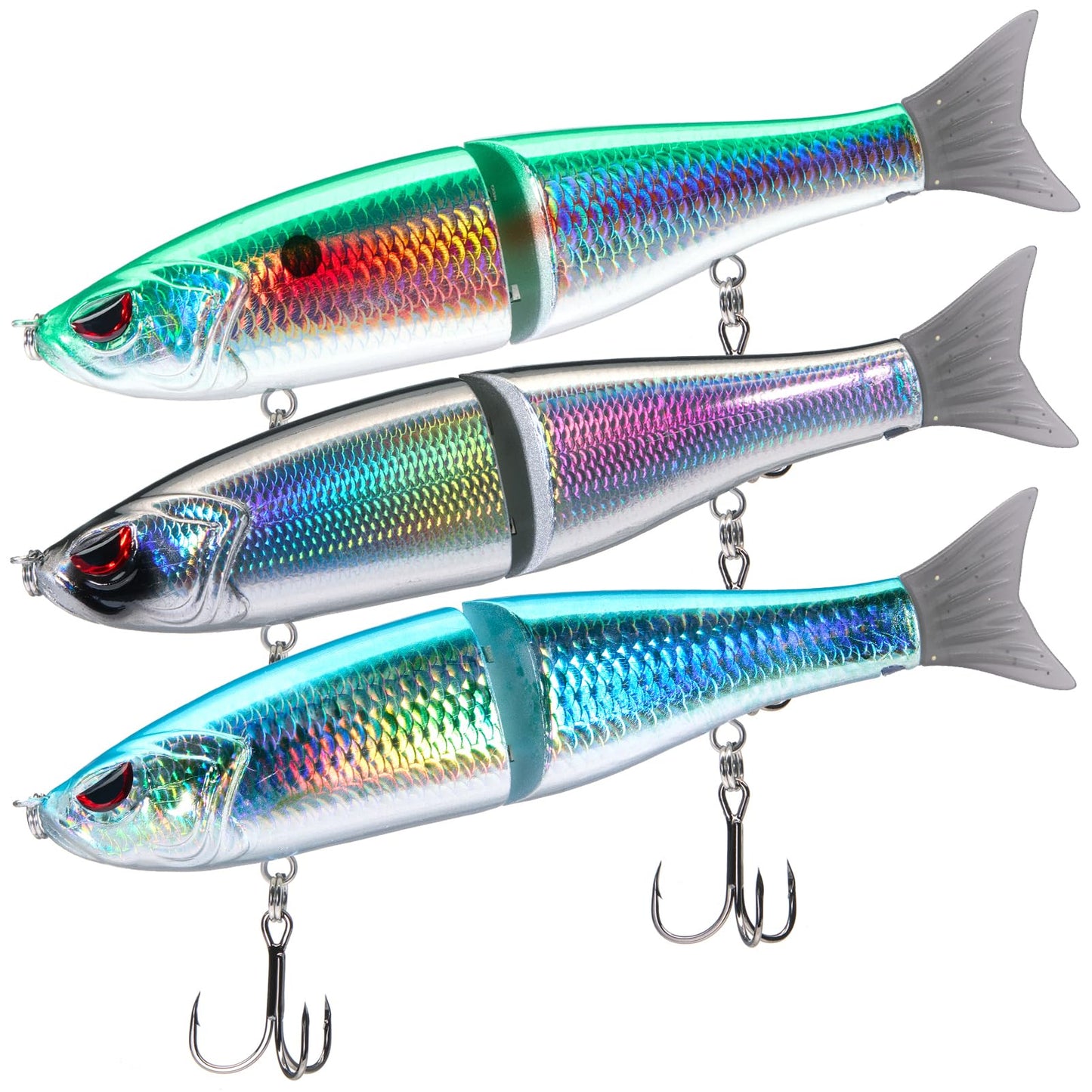 Bassdash SwimShad Glide Baits Jointed Swimbait Bass Pike Salmon Trout Muskie Fishing Lure,3-Pack