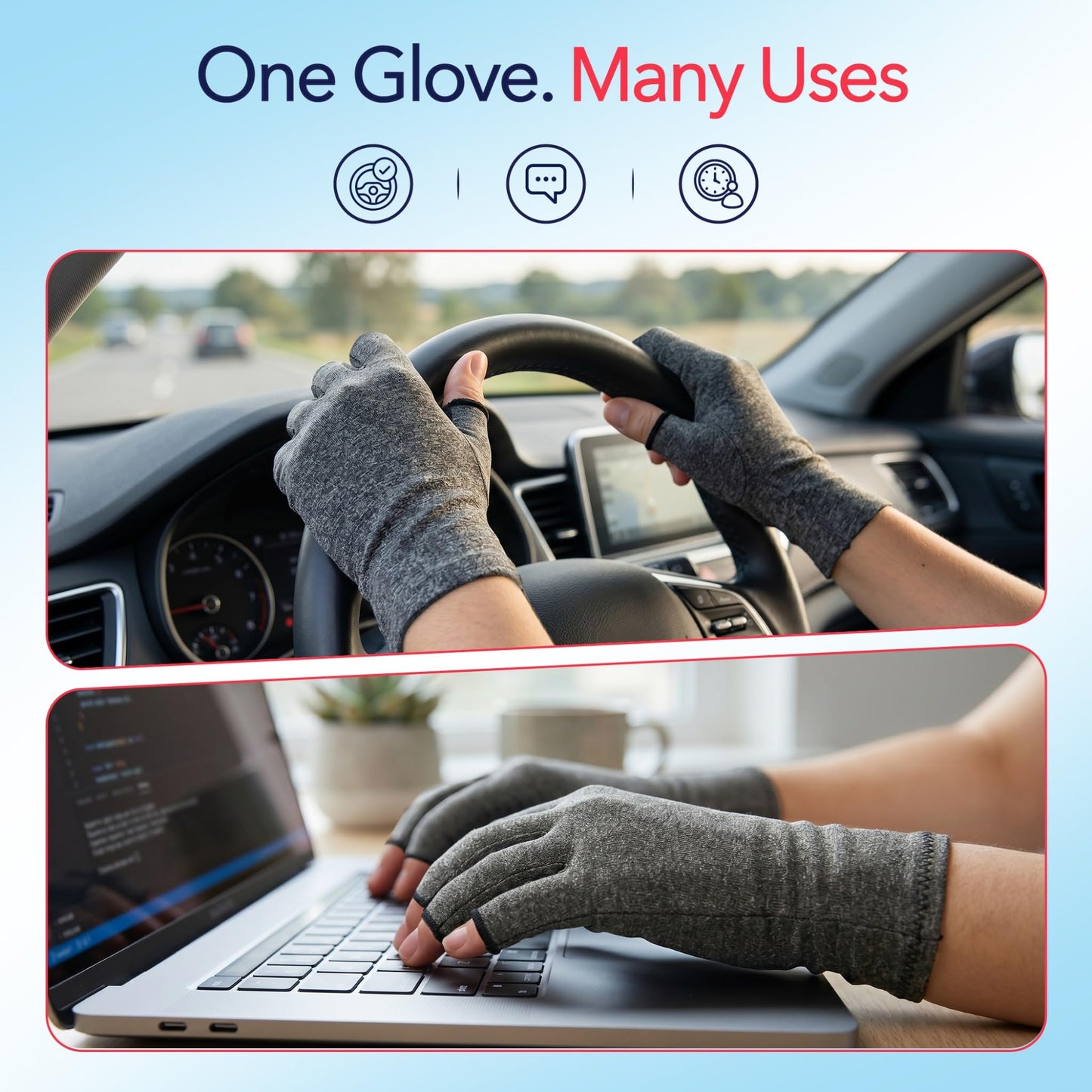 Doctor Developed Compression Gloves for Women and Men/Open-Finger Arthritis Gloves/Typing Gloves/Hand Compression Gloves for Arthritis & Carpal Tunnel, With Doctor Handbook (Grey, S)