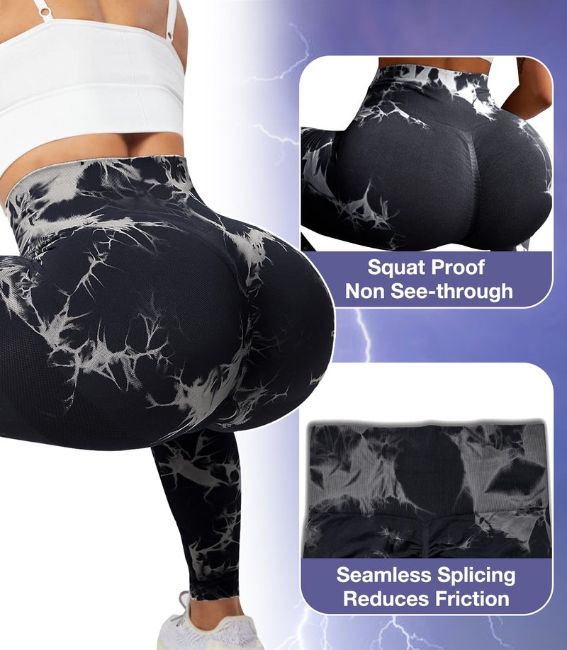 JGS1996 Tie Dye Scrunch Butt Lifting Leggings for Women Booty Sculpting Workout Tight High Waist Tummy Control Yoga Gym Pants