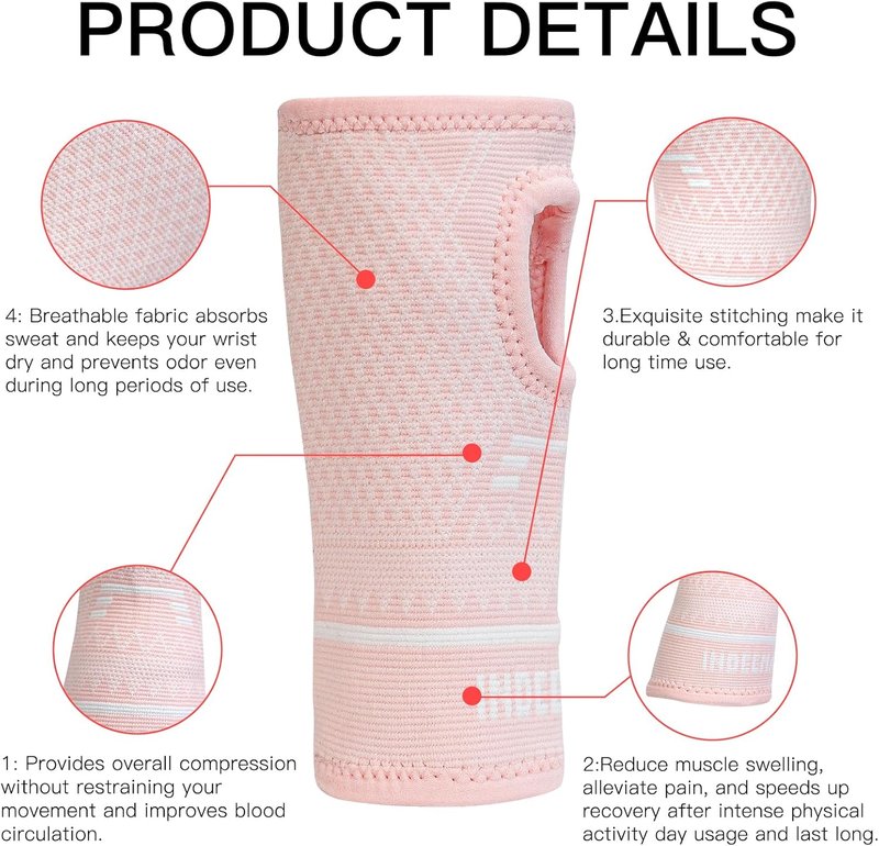 Copper Wrist Compression Sleeve - Comfortable Hand Brace for Arthritis, Tendonitis, Sprains | Left & Right - Pink, Size S