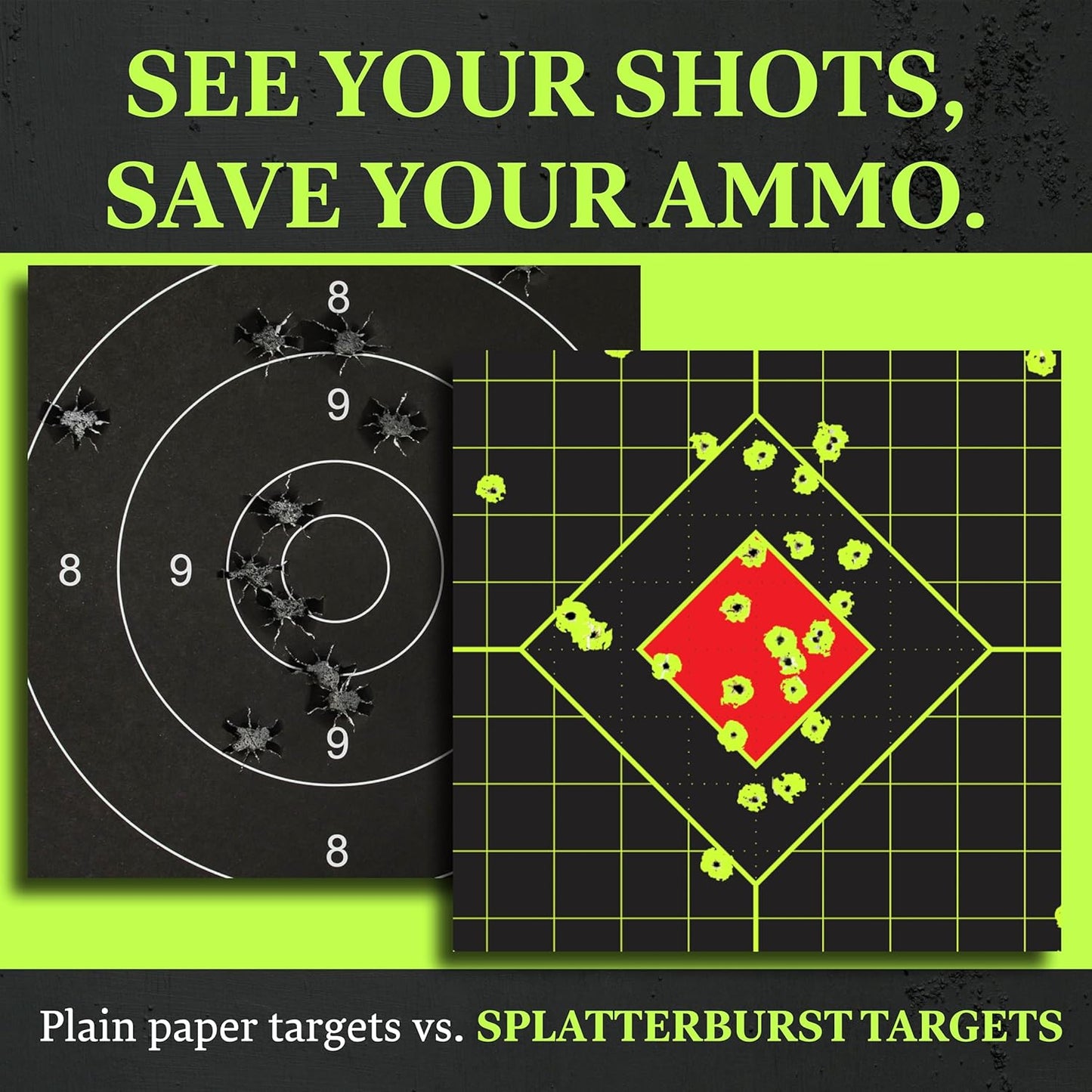 Splatterburst Targets - 18x24 Inch Fluorescent Yellow Shooting Targets for Easy Shot Visibility | Made in USA