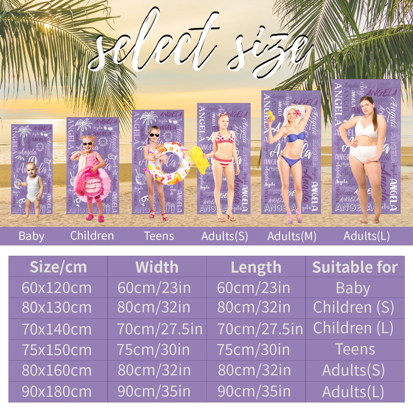 Esmtuaij Personalized Beach Towels for Kids and Adults, Custom Beach Towels with Name, Custom Quick-Drying Travel & Pool & Beach Towels,Customized Gifts for Women & Men & Children