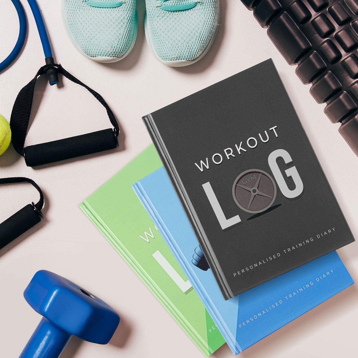 Workout Log Gym - 6 x 8 Inches - Hardback Gym and Fitness Diary with Heavy-Duty Covers - Set Goals, Track 100 Workouts and Record Progress - Charcoal Gray