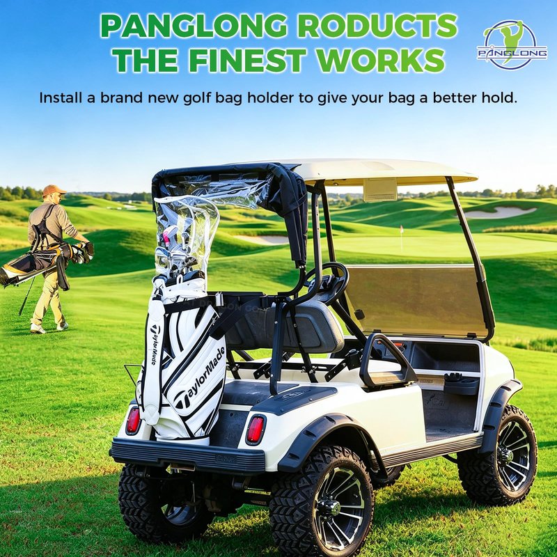 Panglong 2 Seat DS Golf Cart Bag Holder with Screws, Golf Bag Attachment for 1987-Up Club Car DS 2 Seat Models, OEM #1013935