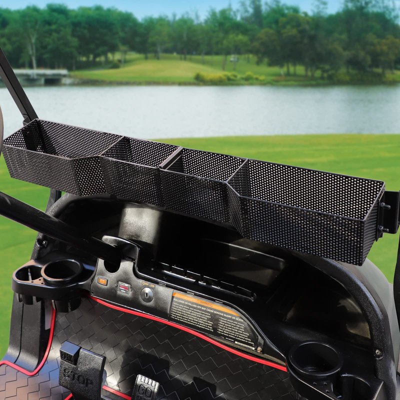 Roykaw Golf Cart Front Inner Basket Dash Storage/Tray Organizer Rack for Club Car DS/Precedent/Tempo/Onward G&E Golf Cart,Upgrade Larger Compartments & More Sturdy and Durable, Easy Installation