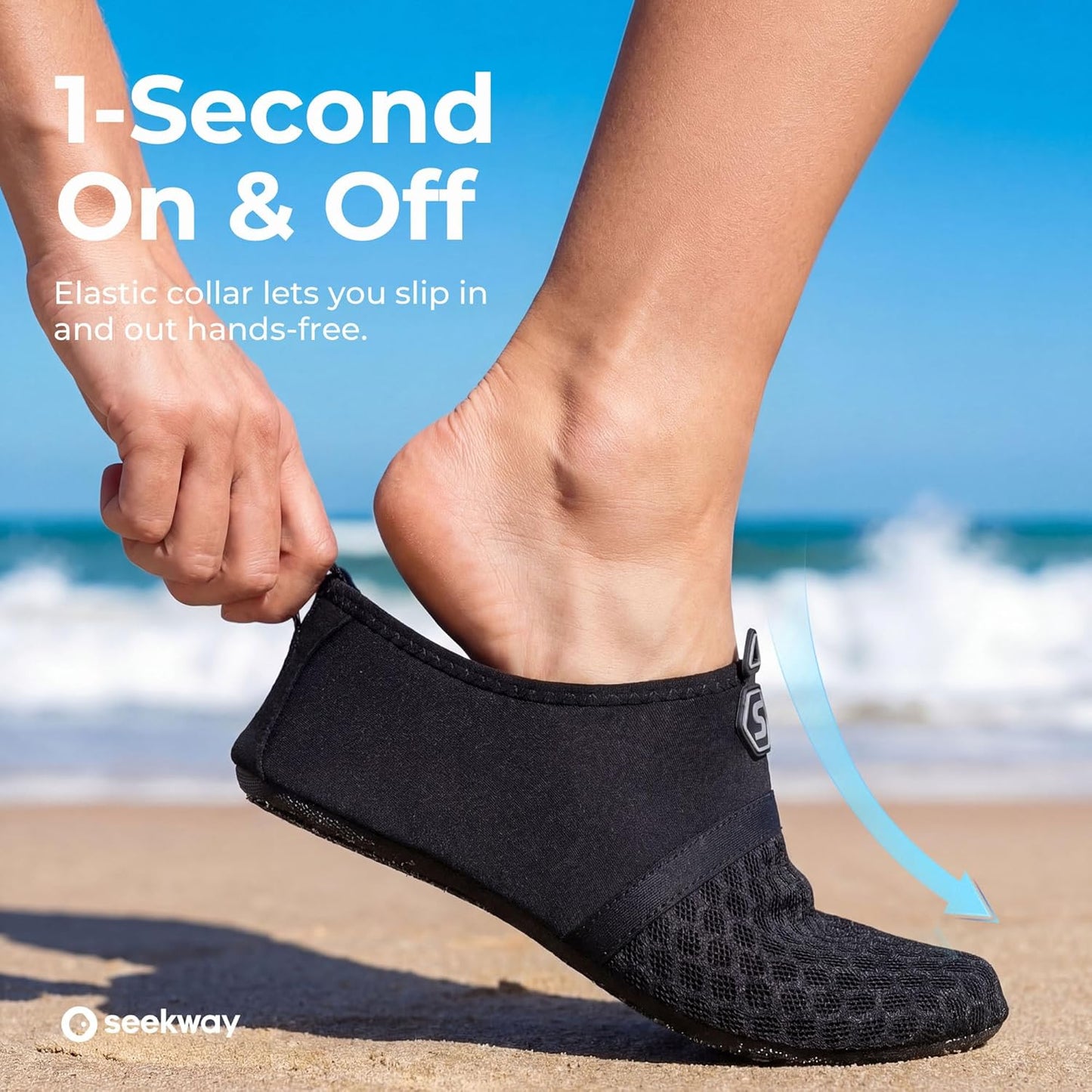 Water Shoes for Men & Women - Quick-Dry Aqua Socks for Beach, Pool, and River | Slip-On Black