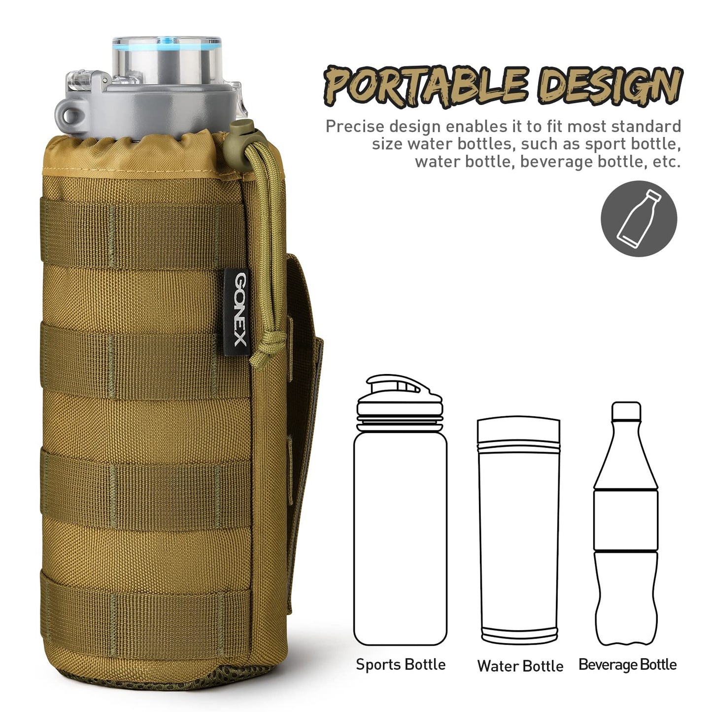 Gonex Tactical Military MOLLE Water Bottle Pouch Tan