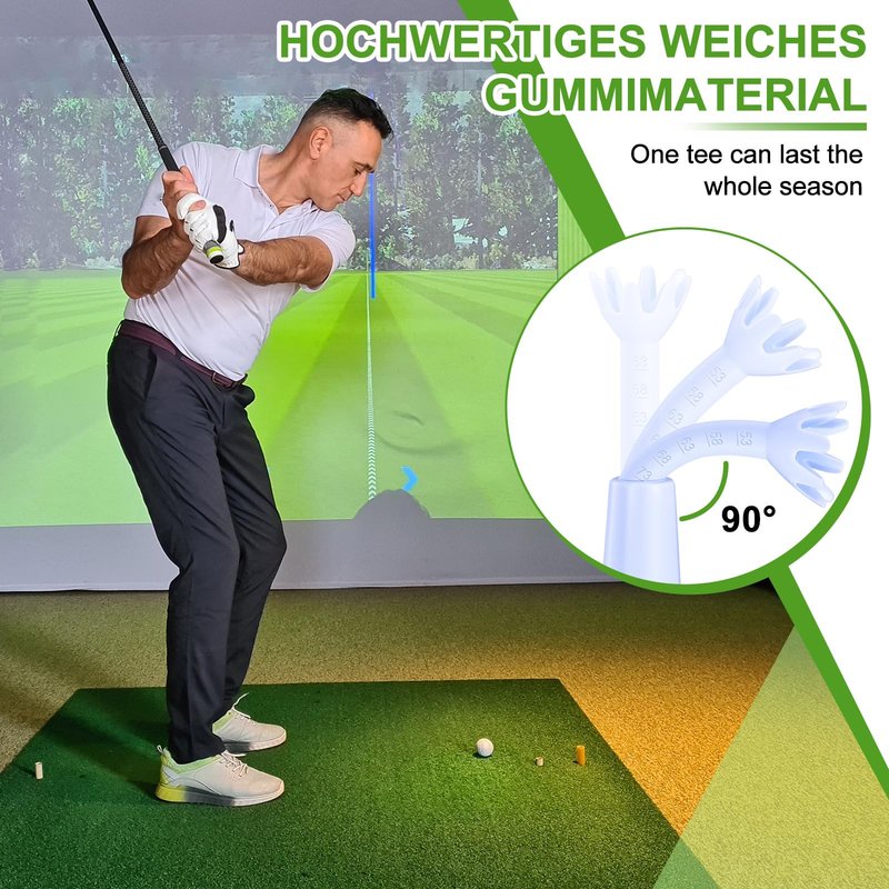 JellyArch 6 Pieces Adjustable Golf Tees Set for Driving Range Mats Simulator 2.1-2.9 Inches Height Range Tees Rubber Plastic Unbreakable Golf Accessories for Indoor Outdoors, White