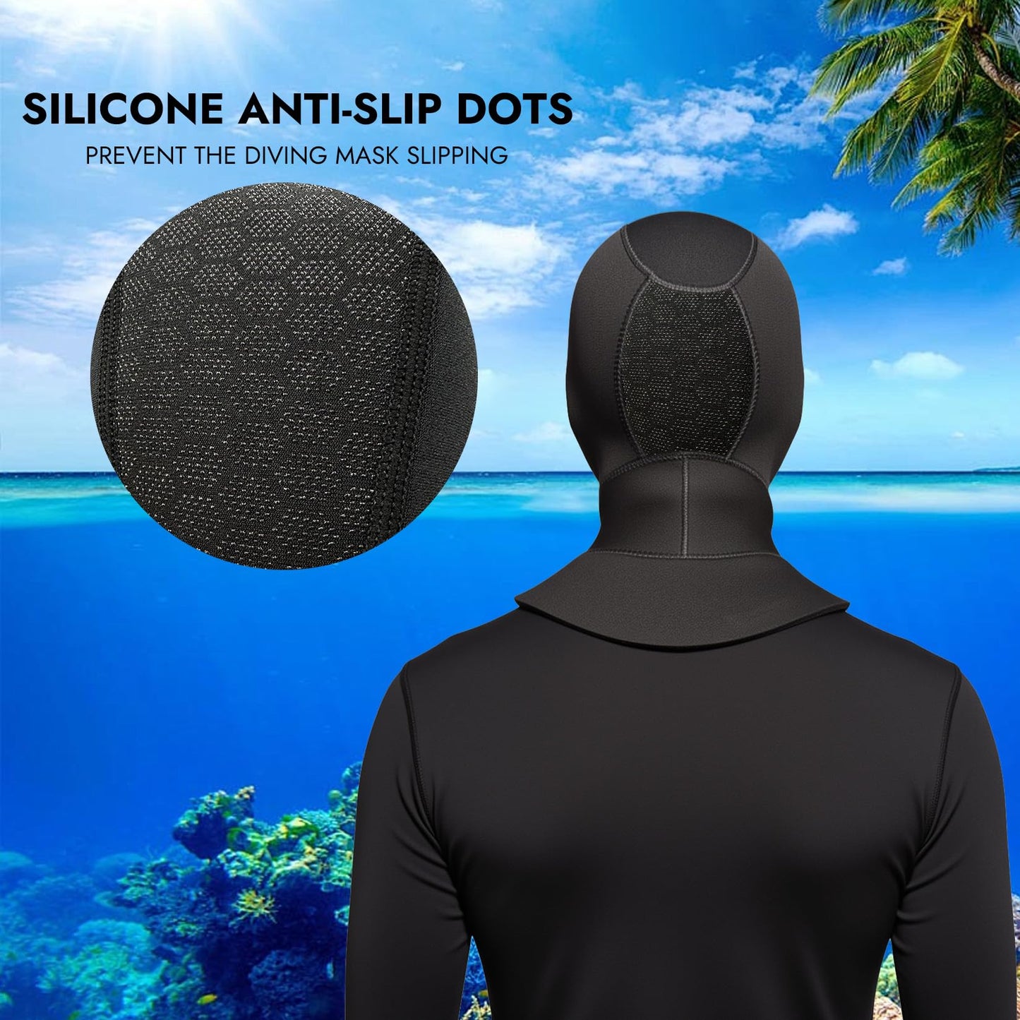 Dizokizo Diving Scuba Hood 3mm Thermal Neoprene Wetsuit Hood for Men Women Wetsuit Hat Cap for Kayaking Snorkeling Sailing Water Sports with Flow Vent (L)