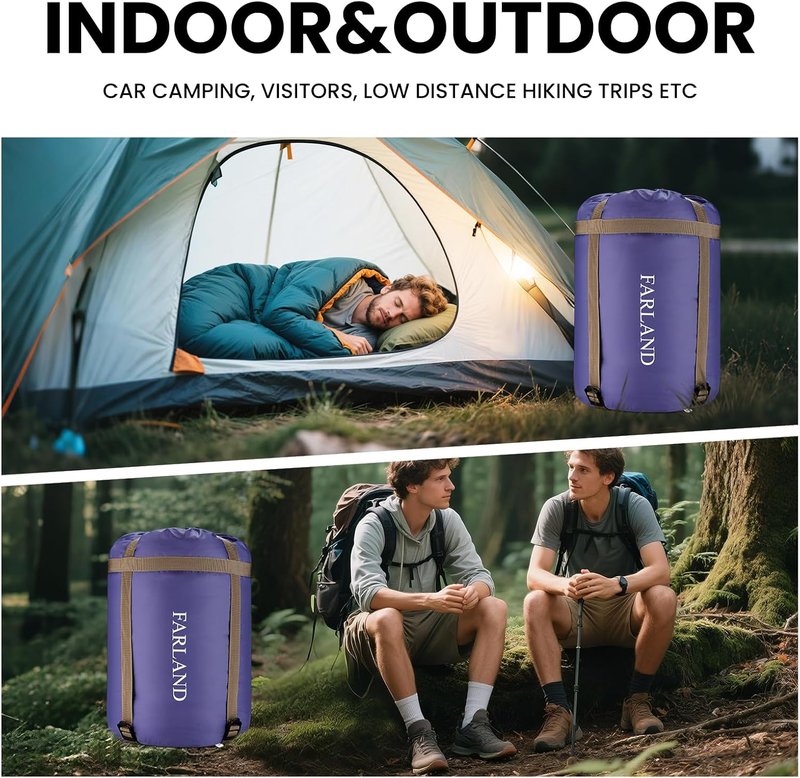 FARLAND Sleeping Bag for Adults - 3 Season Lightweight Camping Gear | Warm & Cool Weather, Compression Sack Included
