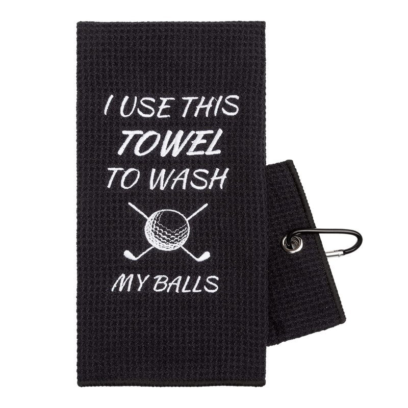 Abudada Golf Towel for Men, Funny Golf Towel for Dad, Golf Towels for Golf Bag for Men with Clip, (I use This Towel to wash My Balls)