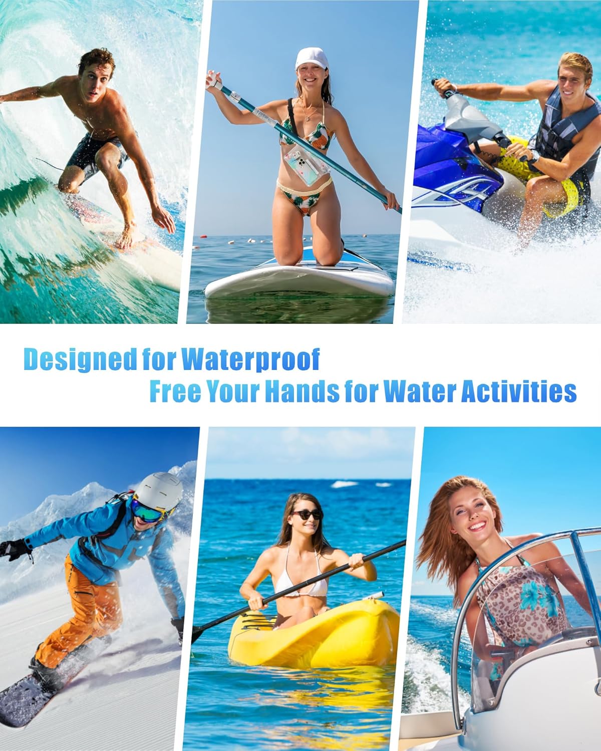 Waterproof Fanny Pack - Adjustable Waist Strap, Triple Zipper Roll-Top Dry Bag for Phone | Ideal for Beach, Kayaking, Boating