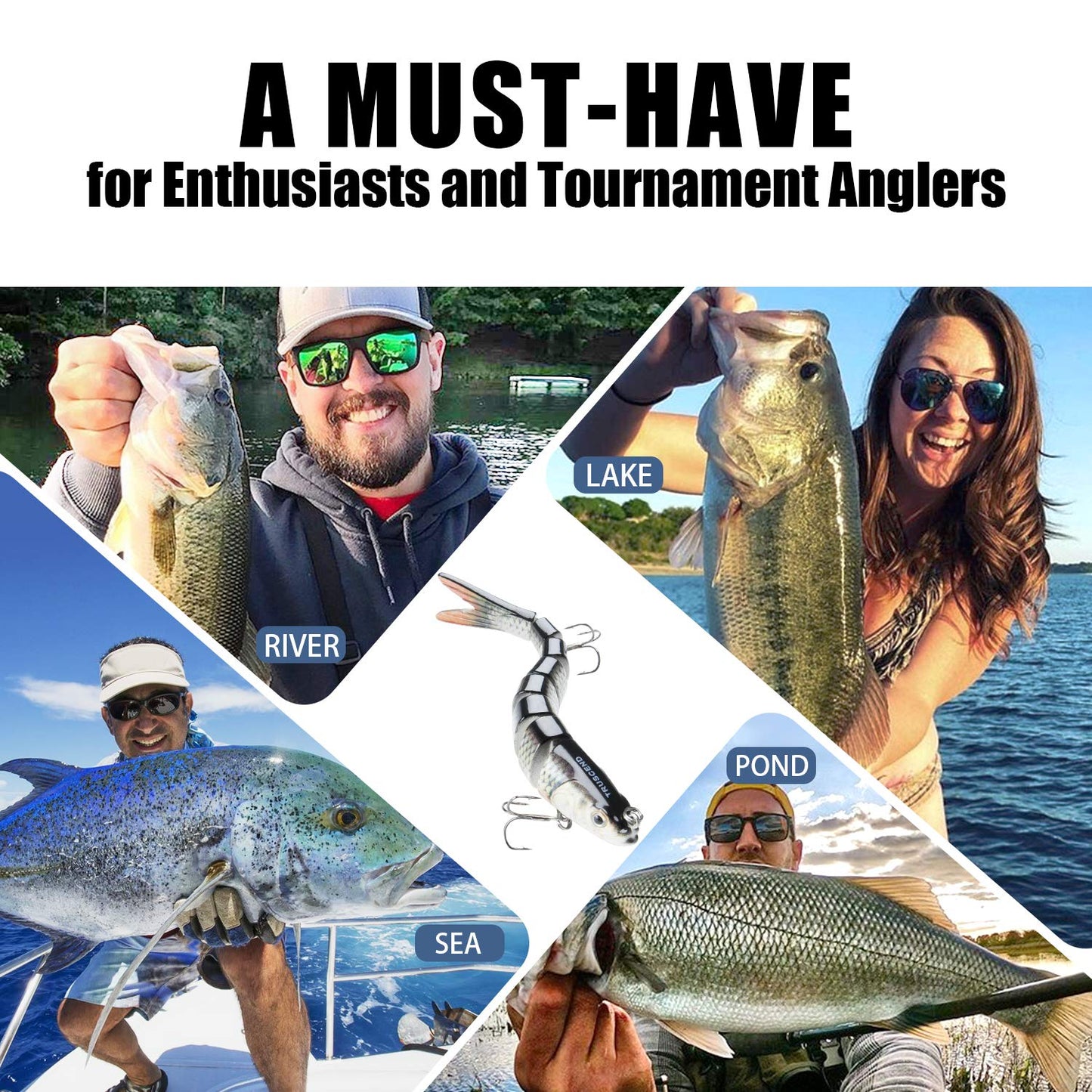 TRUSCEND Swimmax Easy Catch Fishing Lures with BKK Hooks, Wiggling, Vibrating, Rattling and Gurgling for More Bite, Heavy-Duty Dyneema Fiber Jointed Swimbaits for Bass, Trout, Walleye, Crappie, Pike
