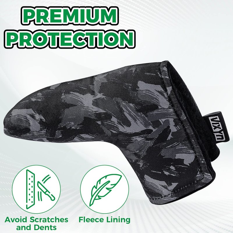 VIXYN Blade Putter Cover - Premium Golf Putter Headcovers - Magnetic Fleeced Lined Head Covers (Black Brush)