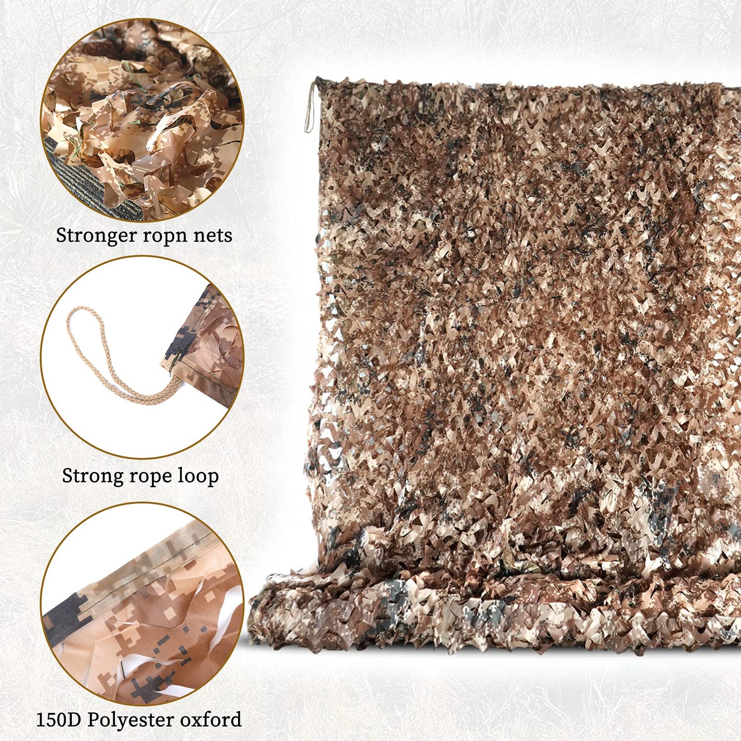 Sposuit Desert Camo Net Camouflage Netting 10 x 10ft - Oxford Fabric Camouflage Nets Military Surplus - Hunting Blind for Deer Stand, Party Supplies Decorations