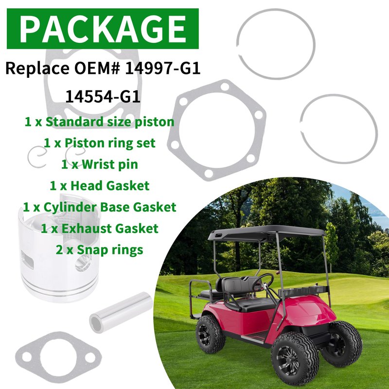 10L0L Golf Cart Piston Rings & Gasket Kit,Piston Rings Kit for EZGO 2 Cycle Gas Golf Cart 1976-1988 72mm Standard Bore 244cc EC25-DS EC25 2PG Engine,Replace OEM#14997-G1 14554-G1