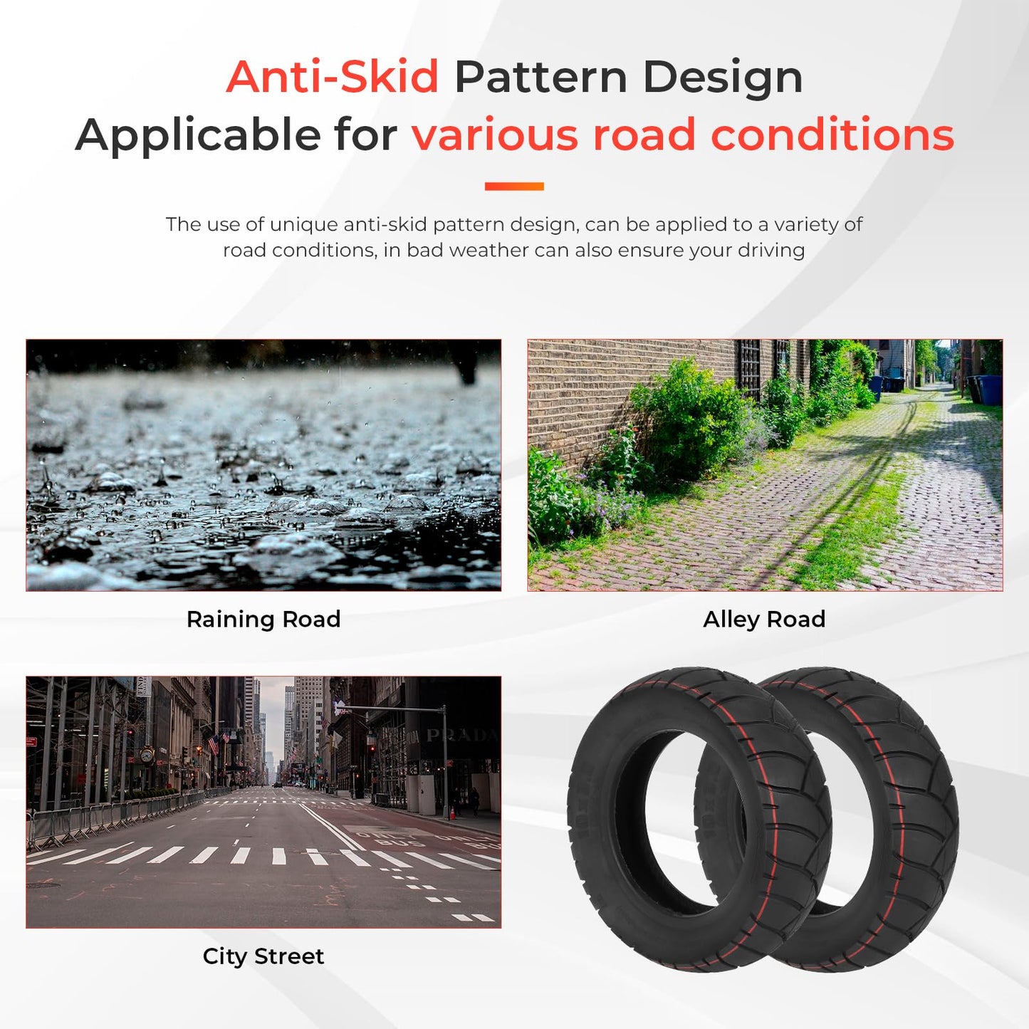 LUCK4U 10*3 city road Vacuum Tire for kugoo M4 pro ZERO 10X Kaabo Mantis 10*3(80/65-6) Tires Scooter for 10 Inch Electric Scooter Tubeless Wider and Thicker Tires Non-Slip Spare Wheels for Scooter