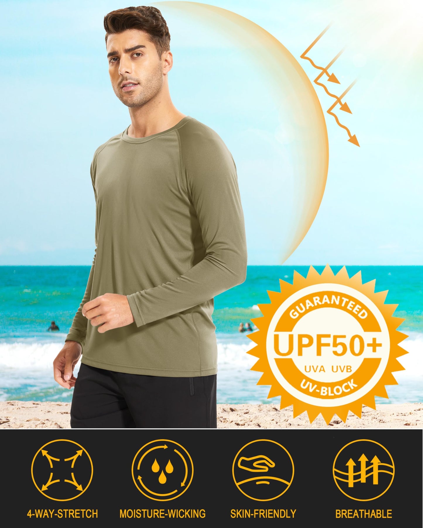 MAGCOMSEN Rashguard Shirts for Men Long Sleeve Workout Shirts Gym Shirts Performance T Shirt Quick Dry Baselayer Shirt Outdoor Shirts
