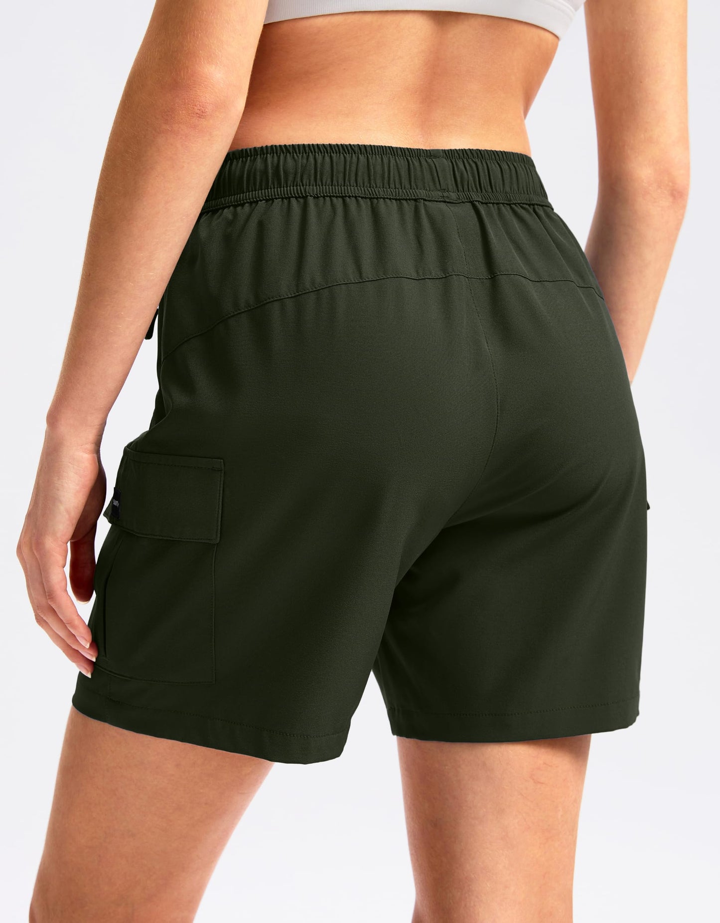 SANTINY Women's 5''/ 7''/9'' Hiking Cargo Shorts(Army Green_XS)