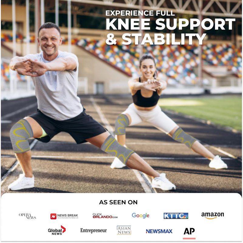 Compression Knee Brace for Men & Women - 2 Pack Support Sleeves for Running, Pain Relief, Meniscus Tear & ACL Recovery