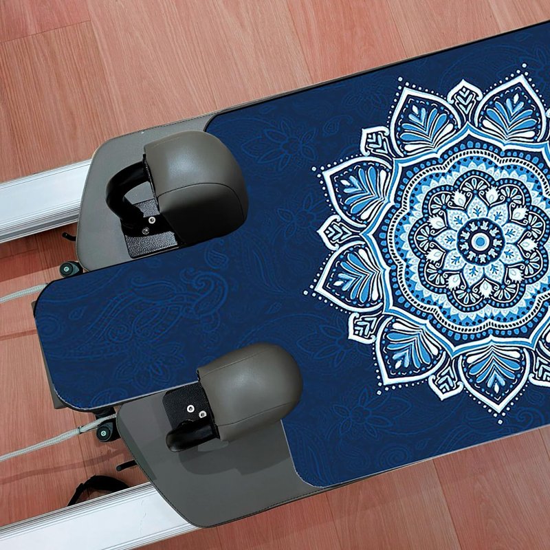 VERYOND Non-Slip Pilates Reformer Mat Cover for Pilates Reformer Machine Equiment Extra Thick 1.5mm, 39 * 24inch,Mandala Flower Pantern (Blue)
