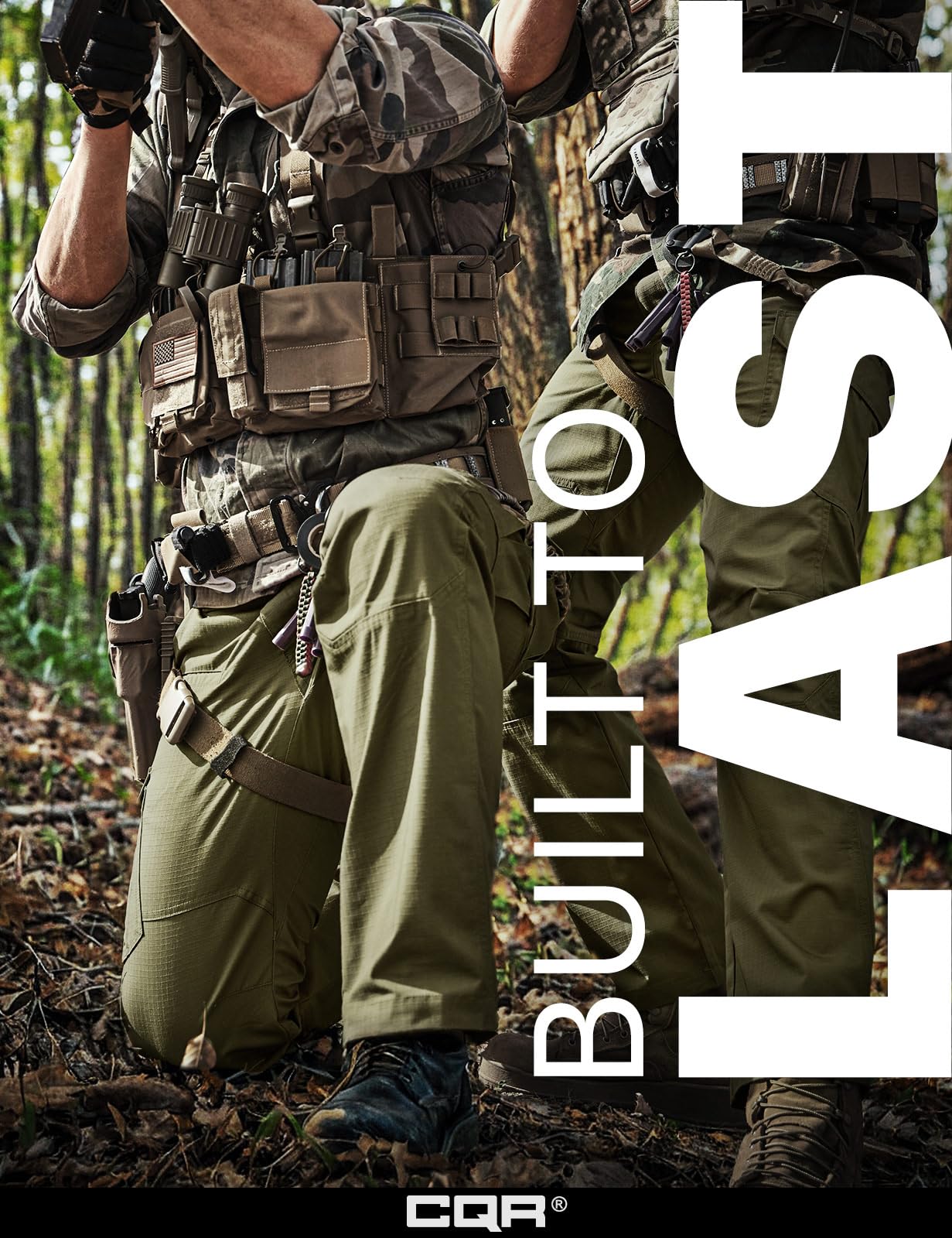 CQR Men's Tactical Pants, Water Resistant Ripstop Cargo Pants, Lightweight EDC Work Hiking Pants, Outdoor Apparel, Raider Soil Green, 30W x 32L