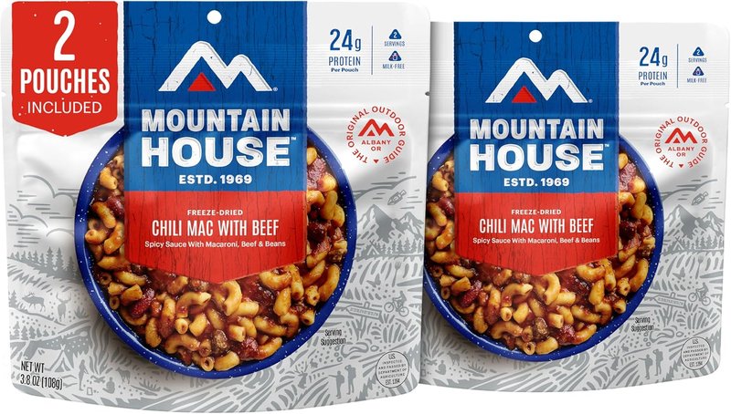 Mountain House Chili Mac with Beef - Freeze-Dried Camping Meal | 4 Servings, 30-Year Shelf Life, 2-Pack