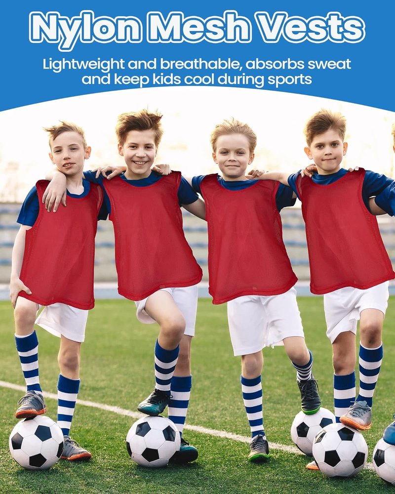 36 Pcs Youth Sports Pinnies - Soccer, Basketball, Football Scrimmage Jerseys | Durable Practice Vests