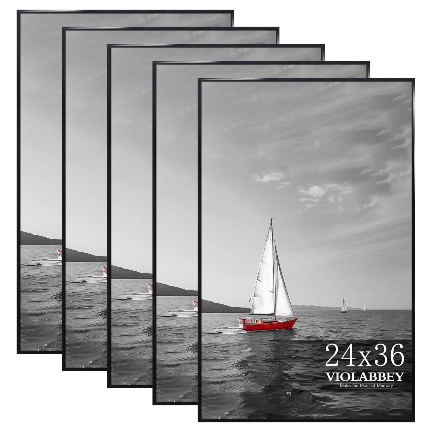 VIOLABBEY 24x36 Poster Frame Set of 5, Black, Gallery Wall Frame