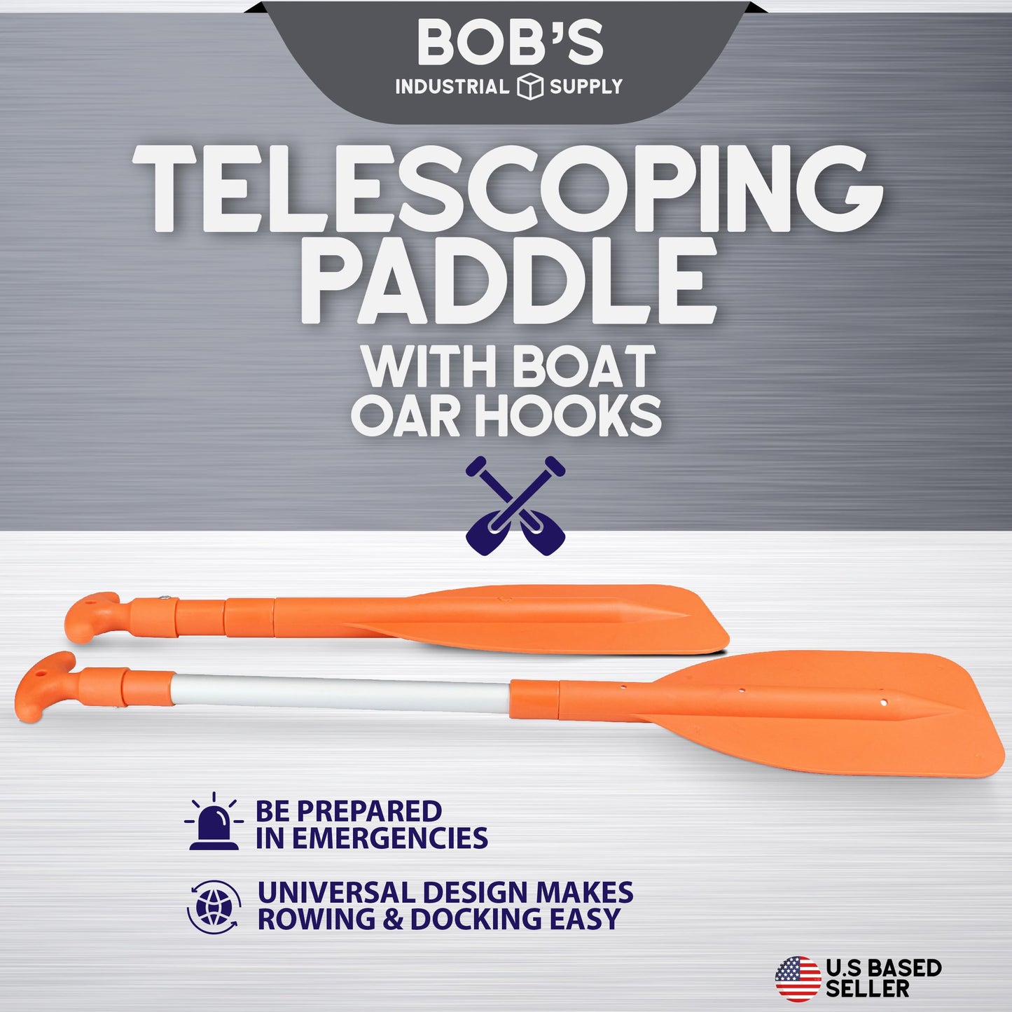 BISupply Emergency Telescoping Canoe and Kayak Paddle with Boat Oar Hooks