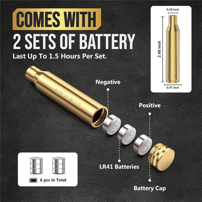 360 Tactical Laser Bore Sighter - .270 Red Laser Sight for 30-06, 25-06, and .270 Cartridges | Precision Hunting Tool