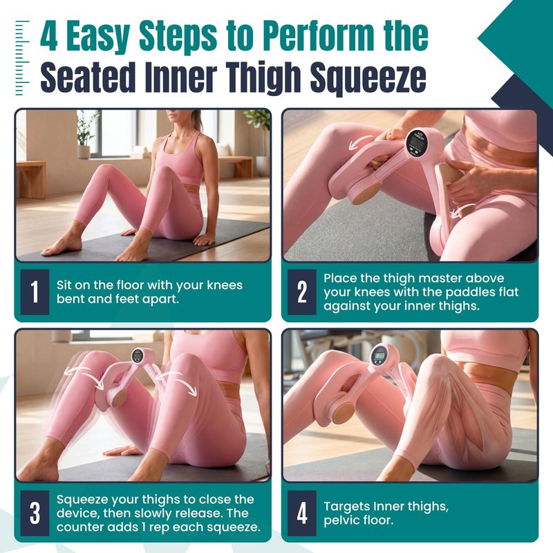 Nexfit Smart Thigh Master | Rotatable Pelvic Floor Exercise Devices for Women and Men with Auto-Counter Display | Inner Thigh Exerciser for Women, Kegel Trainer for Butt, Arm & Leg Workouts
